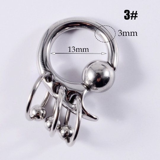 Spring Loaded Ball Closure Triple Ring Detail - DustyJewelz