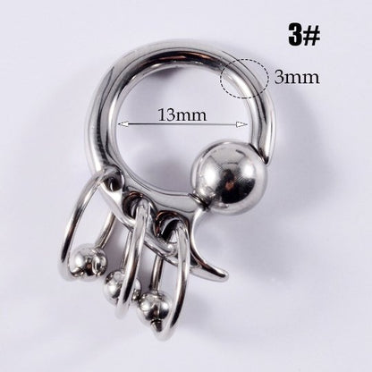 Spring Loaded Ball Closure Triple Ring Detail - DustyJewelz