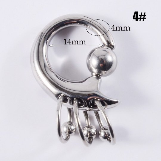 Spring Loaded Ball Closure Triple Ring Detail - DustyJewelz