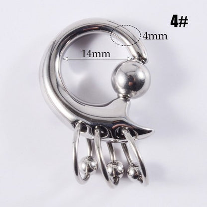 Spring Loaded Ball Closure Triple Ring Detail - DustyJewelz