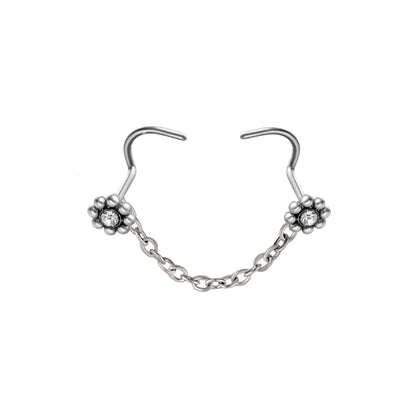 Stainless Steel Nose Chain And Stud Set | Bogo | Piercing Chains| Nostril Chain, Nasalang | Nosechain, Nose Bridge | Alternative Jewelry - DustyJewelz