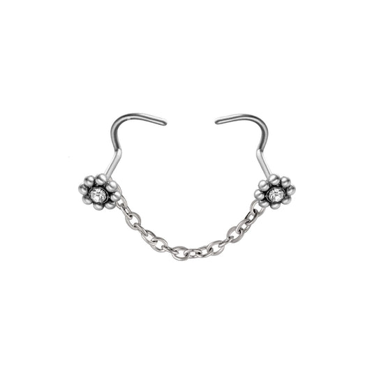 Stainless Steel Nose Chain And Stud Set | Bogo | Piercing Chains| Nostril Chain, Nasalang | Nosechain, Nose Bridge | Alternative Jewelry - DustyJewelz