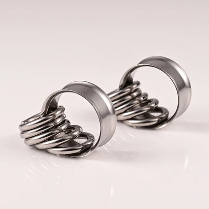 Steel Tunnels And Ring Stack Set | Steel Eyelets With Dangle Rings - DustyJewelz