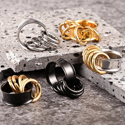 Steel Tunnels And Ring Stack Set | Steel Eyelets With Dangle Rings - DustyJewelz