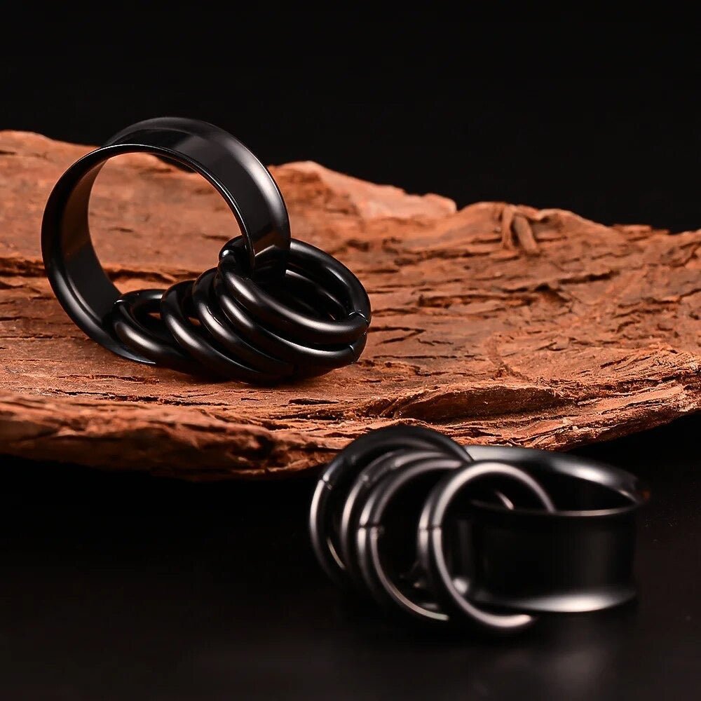 Steel Tunnels And Ring Stack Set | Steel Eyelets With Dangle Rings - DustyJewelz