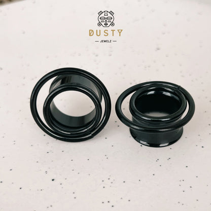 Swirl Ear Tunnels | Double Layered Ring Steel Plugs - DustyJewelz