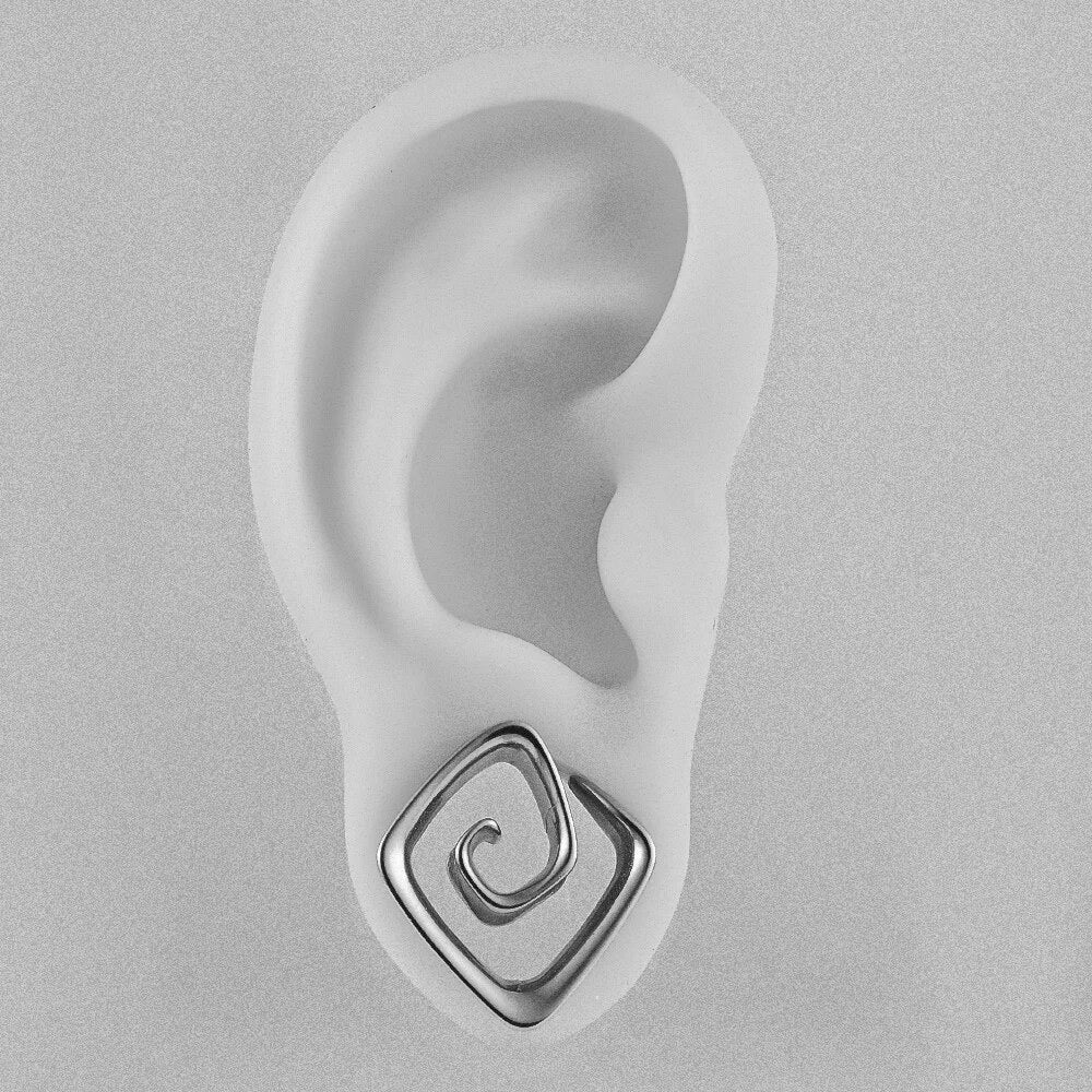 Swirl Teardrop Ear Saddle Spreader | Spiral Steel Tunnels - DustyJewelz