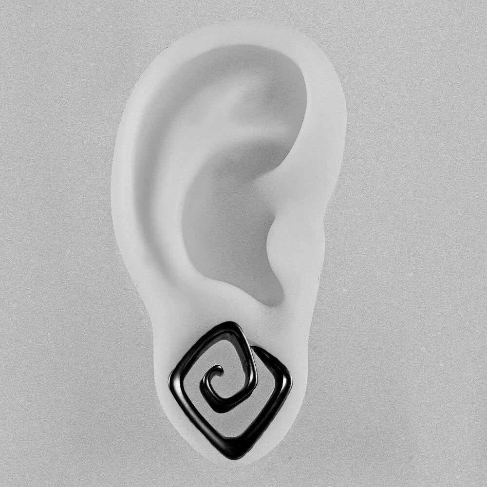 Swirl Teardrop Ear Saddle Spreader | Spiral Steel Tunnels - DustyJewelz