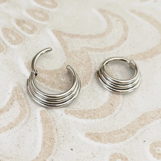 Triple Stacked Septum Ring | Layered Nose Clicker - DustyJewelz