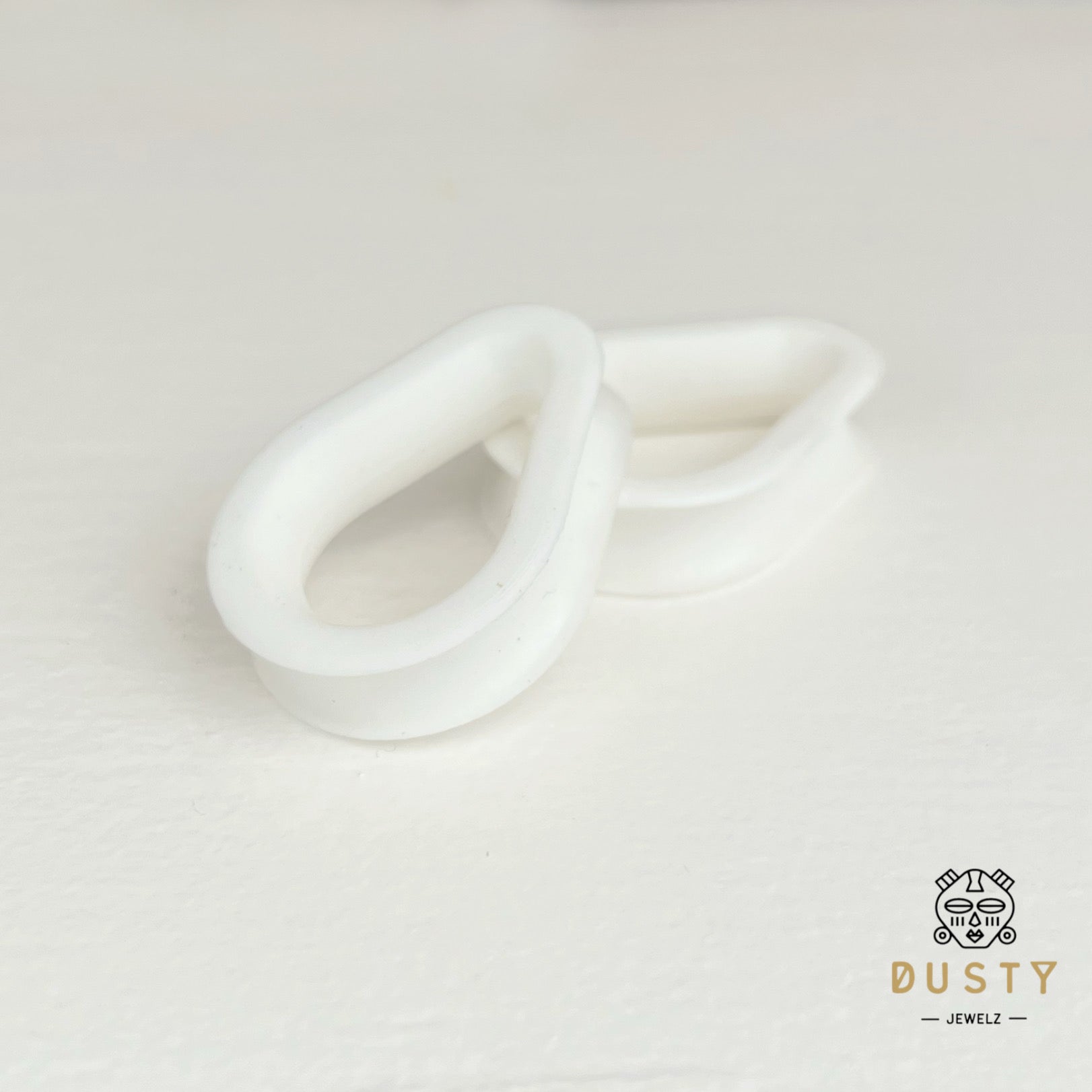 White Silicone Teardrop Eyelets| Double Flare Tunnels - DustyJewelz