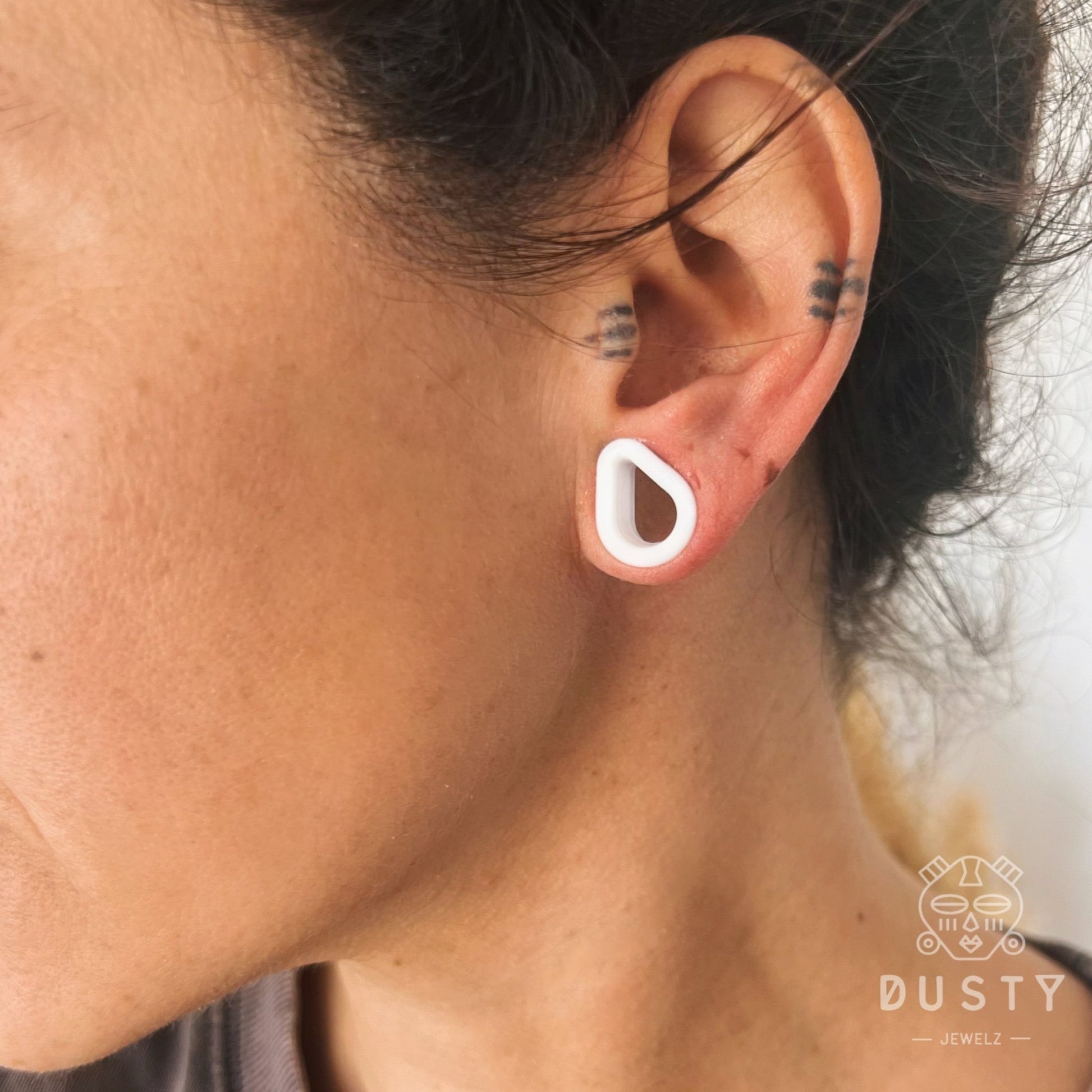 White Silicone Teardrop Eyelets| Double Flare Tunnels - DustyJewelz