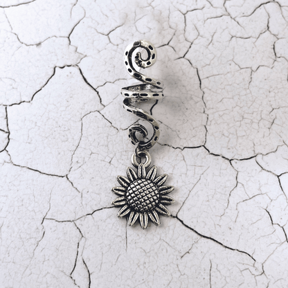 Witchy Dreadlock Beads | Spirals | Cuffs | Rings With Pentagram, Sunflower or Celtic Knot Charms - DustyJewelz