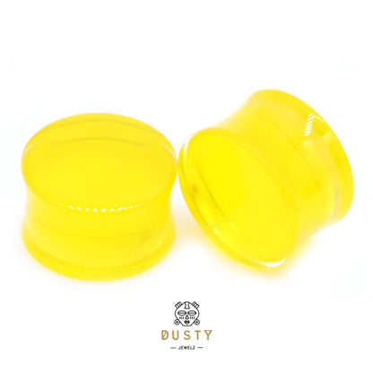 Yellow Acrylic Plugs | Double Flare | 0G - 30mm - DustyJewelz